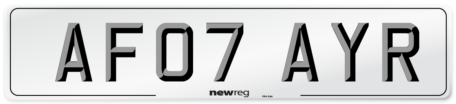AF07 AYR Number Plate from New Reg